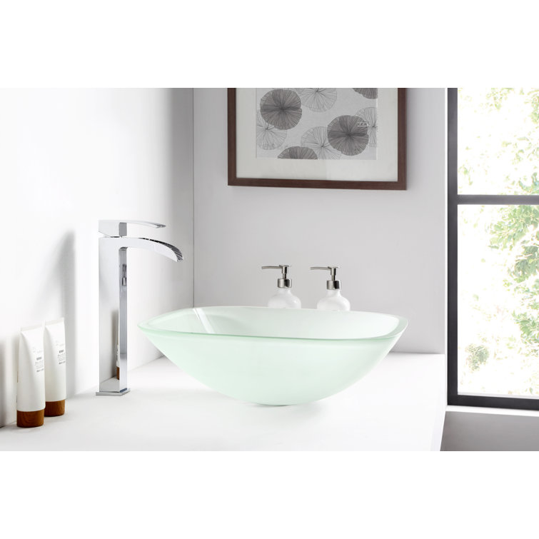 Victor 16.5'' Frosted Glass Square Above-Counter Bathroom Sink