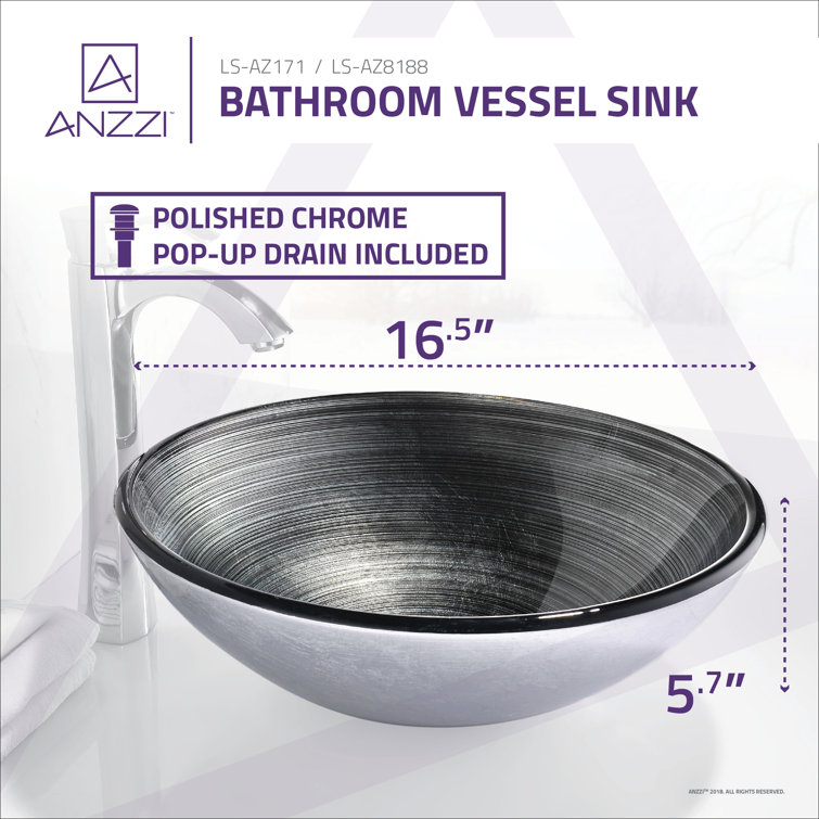Tara 16.5'' Precious Storm Glass Circular Vessel Sink