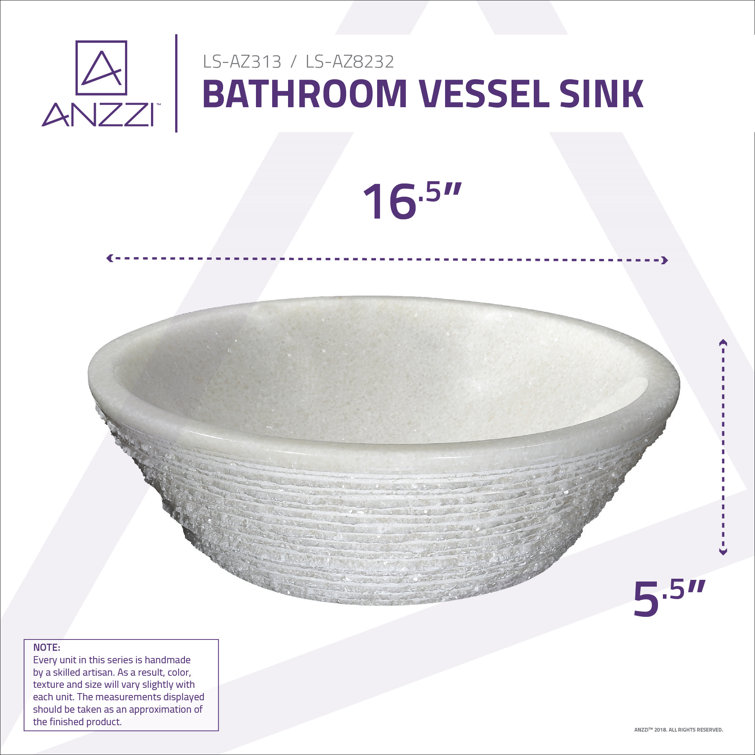 Nora 16.5'' White Marble Stone Circular Bathroom Sink