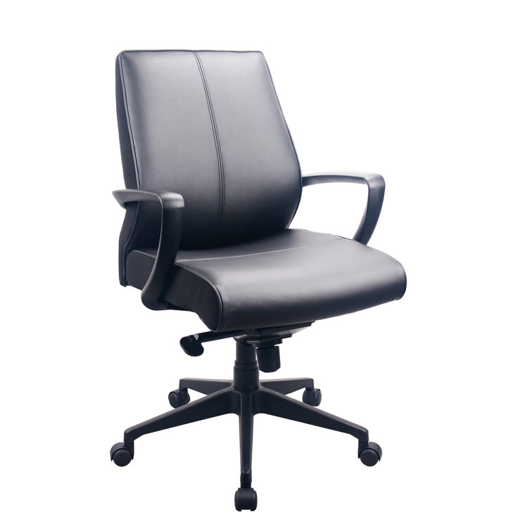 Ergonomic 25.25'' Swivel Task Chair in Black Faux Leather