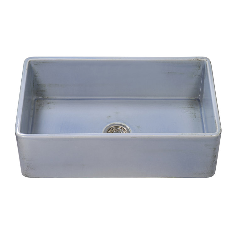 Distressed Coastal Blue Fireclay Farmhouse Apron-Front Kitchen Sink