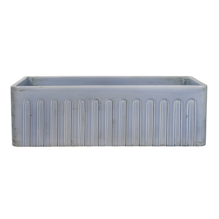 Distressed Coastal Blue Fireclay Farmhouse Apron-Front Kitchen Sink
