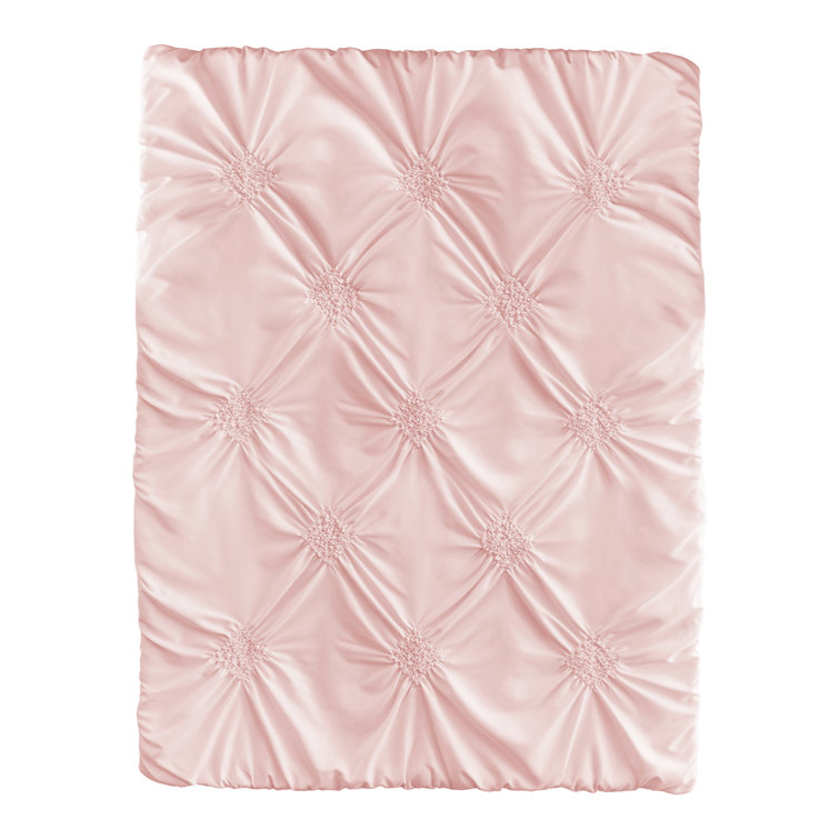 Blush Pink Microfiber Ruched Diamond Toddler Comforter Set
