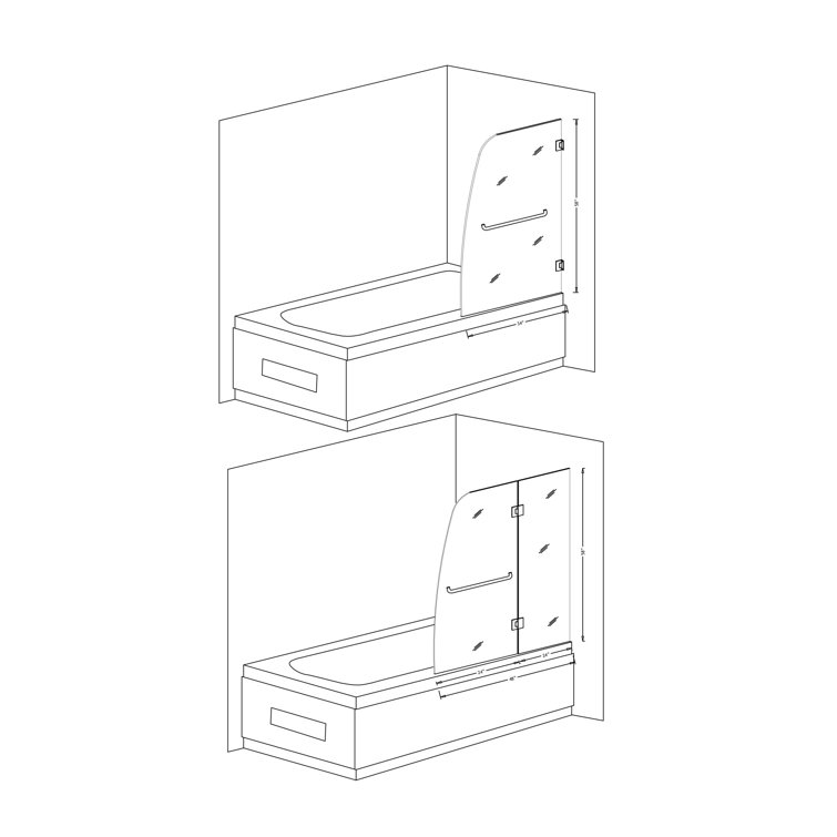 Pacific 48" x 58" Frameless Hinged Tub Door in Polished Chrome