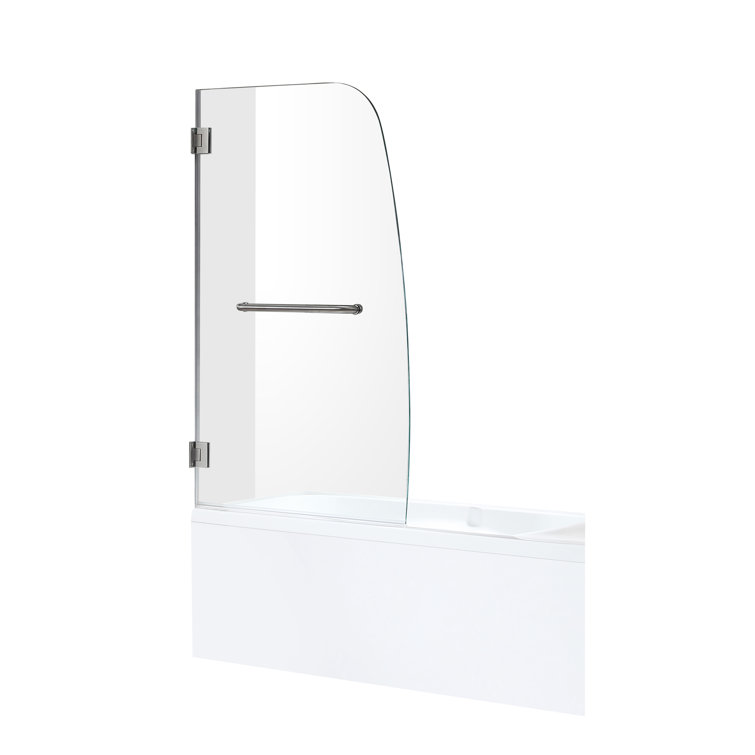 Vensea Brushed Nickel Frameless Hinged Tub Door with Tsunami Guard
