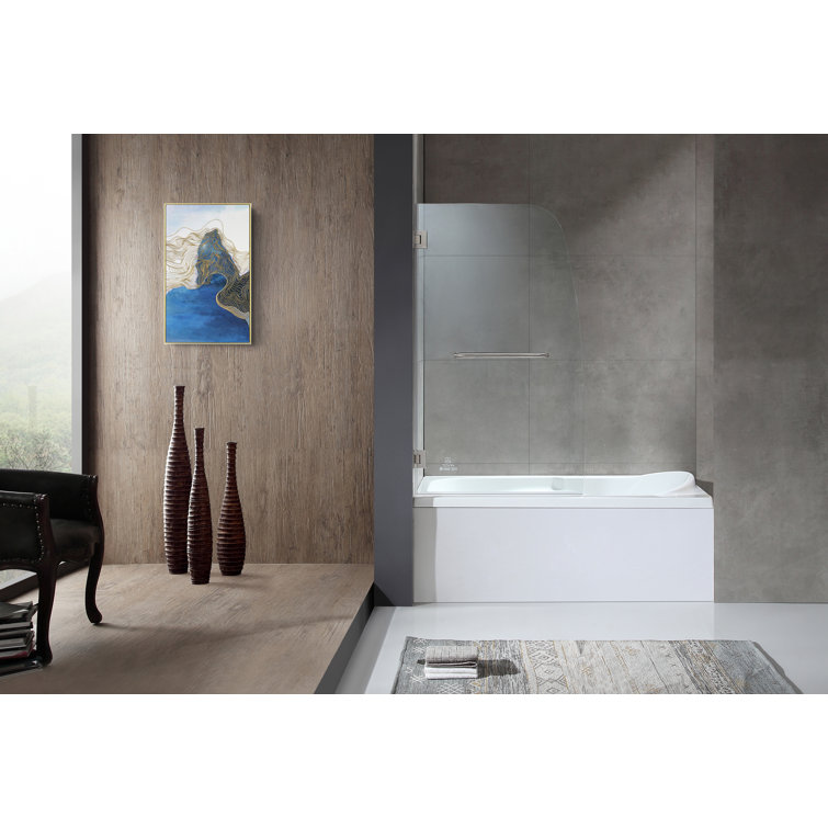 Vensea Brushed Nickel Frameless Hinged Tub Door with Tsunami Guard