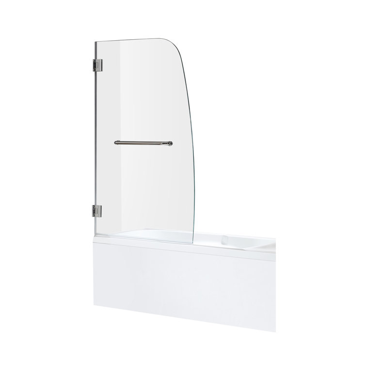 Vensea Polished Chrome Frameless Hinged Tub Door with Tsunami Guard