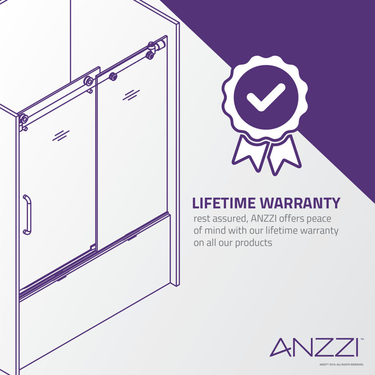 Raymore Brushed Nickel Frameless Sliding Tub Door with Tsunami Guard