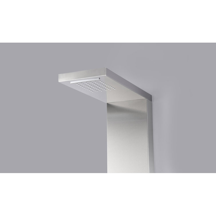 Govenor 64" Brushed Steel Shower Panel with Rain Shower and Spray Wand