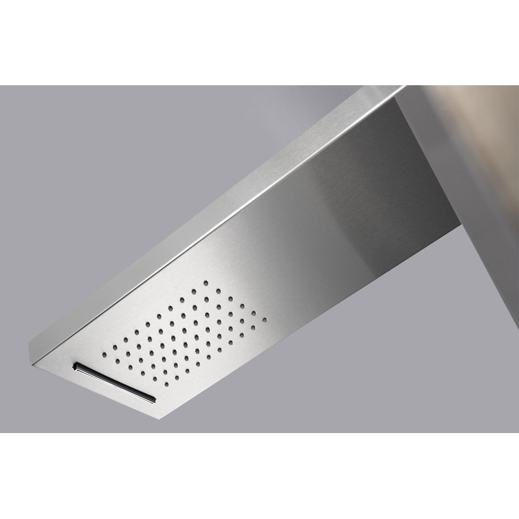 Govenor 64" Brushed Steel Shower Panel with Rain Shower and Spray Wand