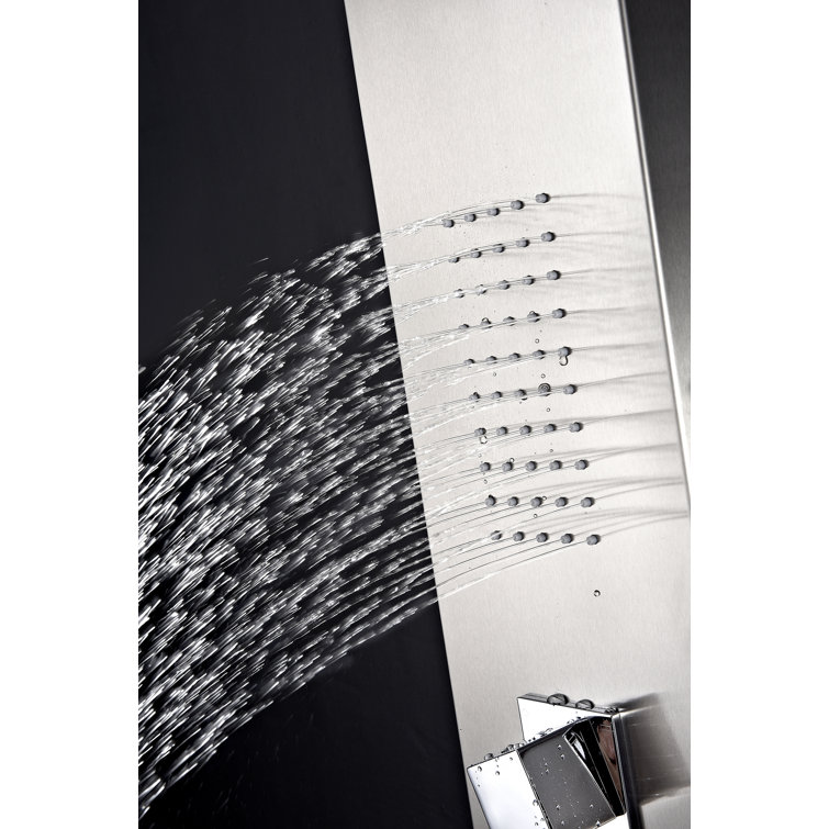 Govenor 64" Brushed Steel Shower Panel with Rain Shower and Spray Wand