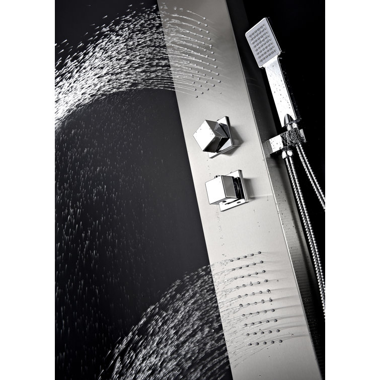 Govenor 64" Brushed Steel Shower Panel with Rain Shower and Spray Wand