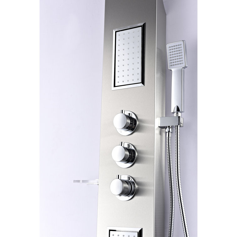 Mesmer 58'' Brushed Steel Shower Panel with Rain Shower