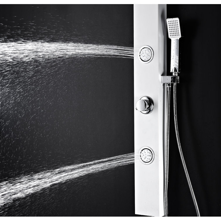 Hacienda 44'' White Aluminum Shower Panel with Jets and Wand