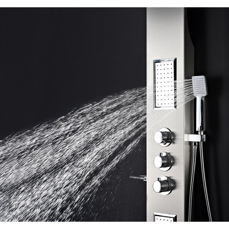 Mesmer 58'' Brushed Steel Shower Panel with Rain Shower