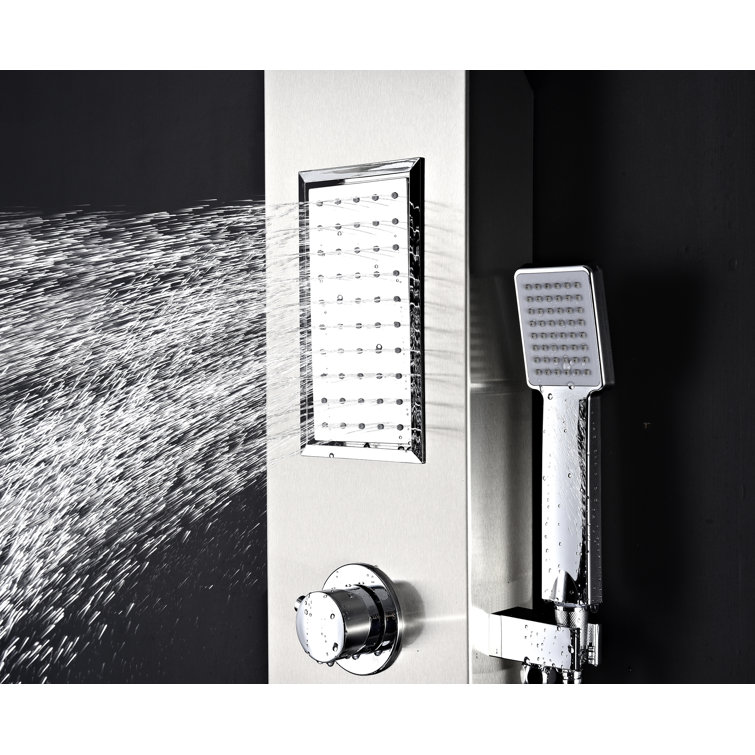 Mesmer 58'' Brushed Steel Shower Panel with Rain Shower