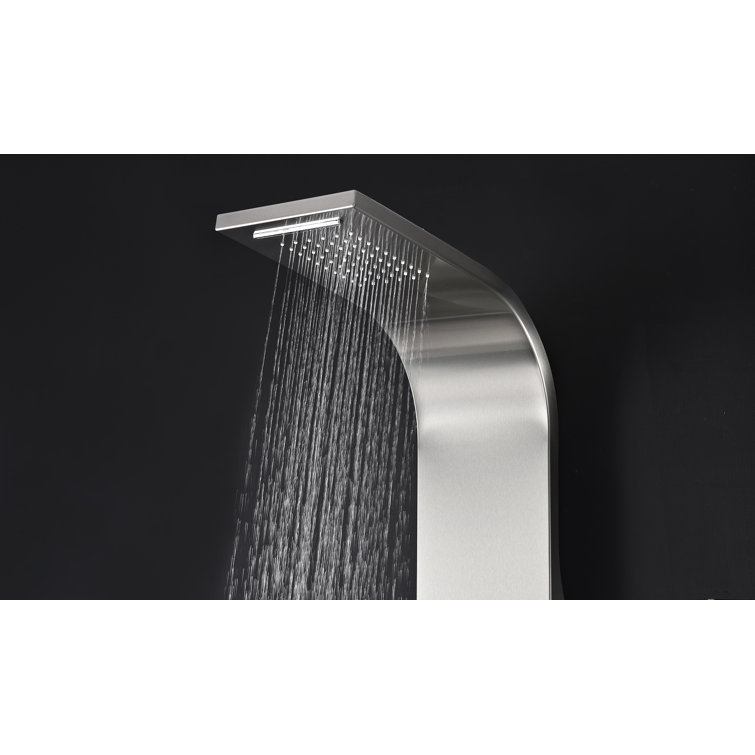Mesmer 58'' Brushed Steel Shower Panel with Rain Shower