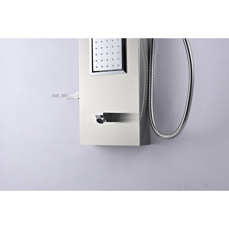 Mesmer 58'' Brushed Steel Shower Panel with Rain Shower