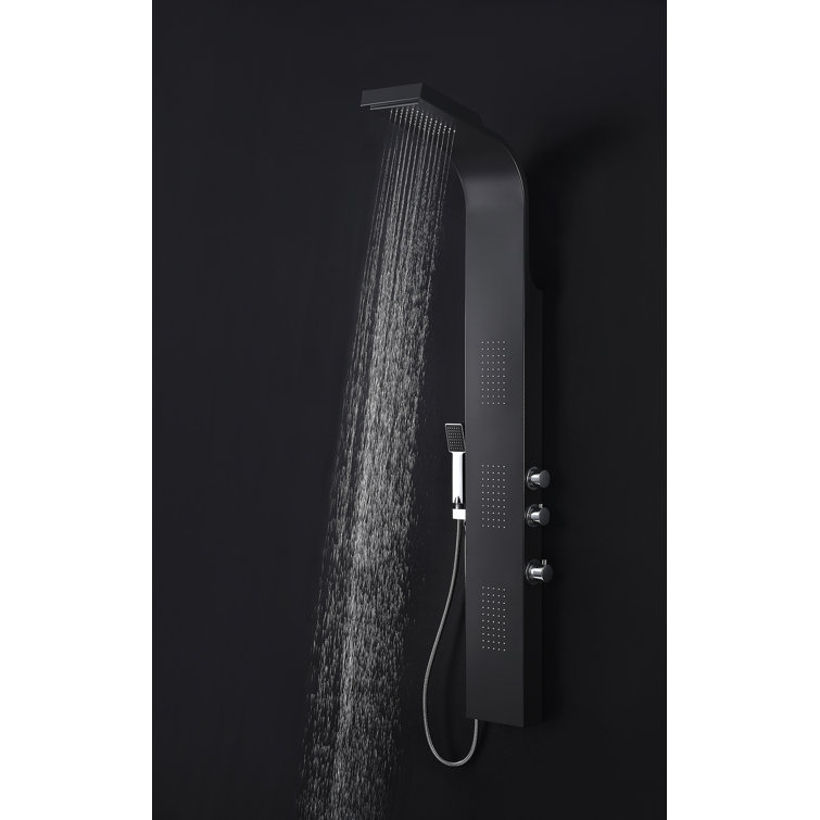 Black Aluminum 66'' Shower Panel with Rain Shower Head