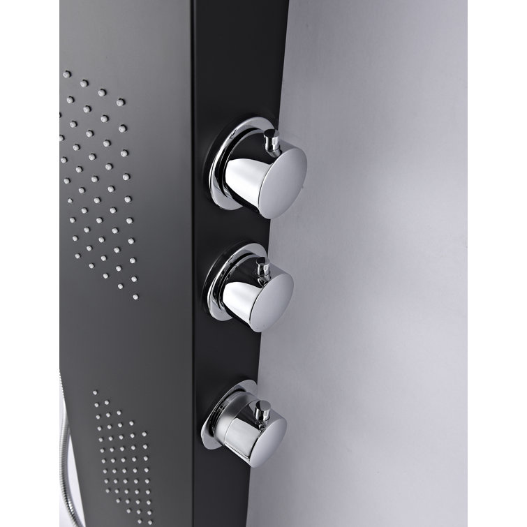 Black Aluminum 66'' Shower Panel with Rain Shower Head