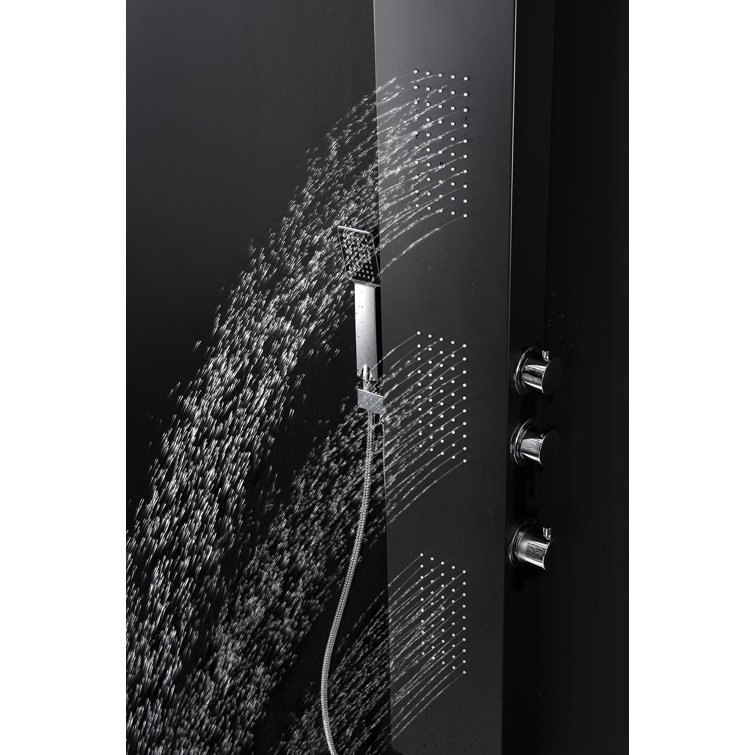 Black Aluminum 66'' Shower Panel with Rain Shower Head