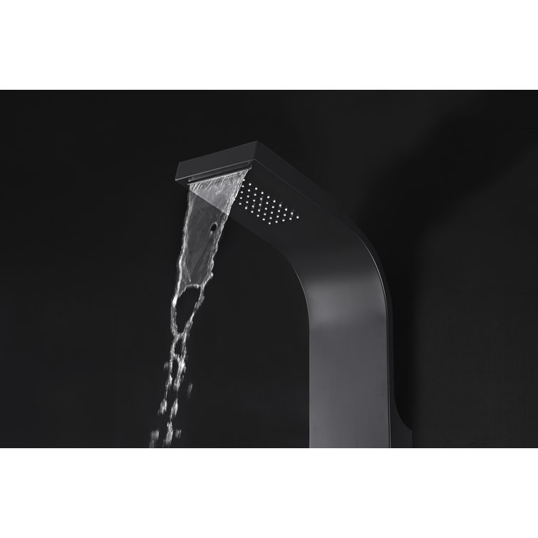 Black Aluminum 66'' Shower Panel with Rain Shower Head
