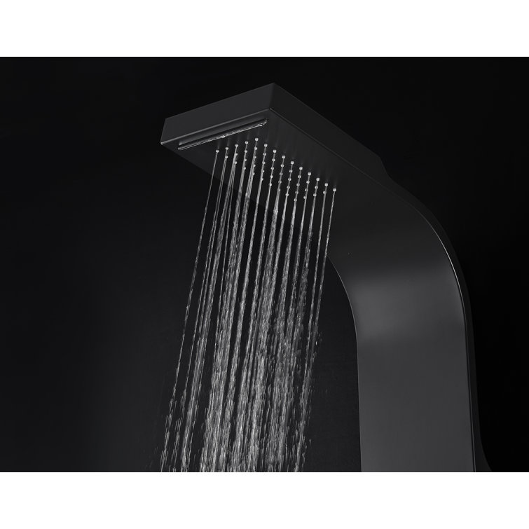 Black Aluminum 66'' Shower Panel with Rain Shower Head