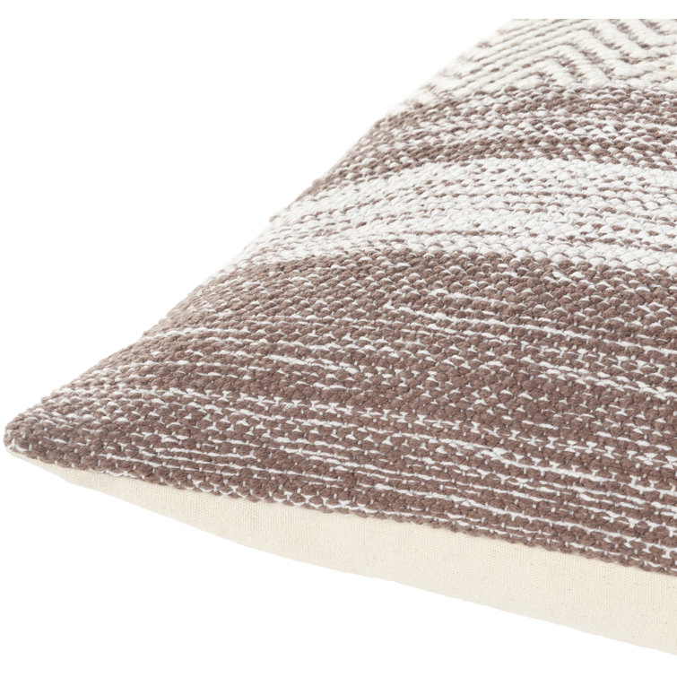 Beige and Black Striped Cotton Blend 20" Square Pillow