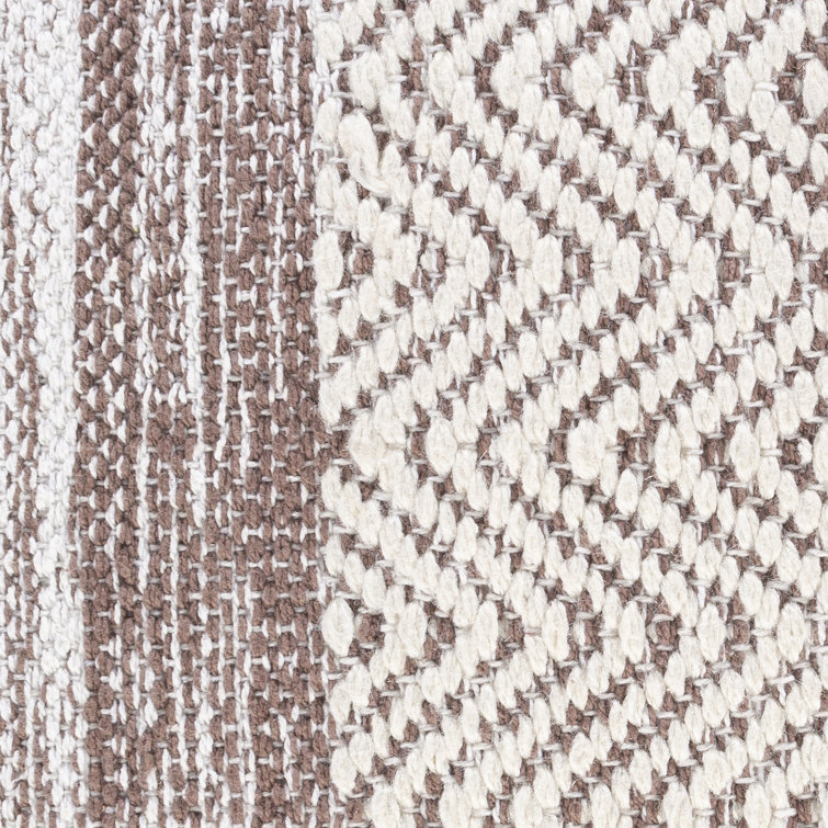 Beige and Black Striped Cotton Blend 20" Square Pillow