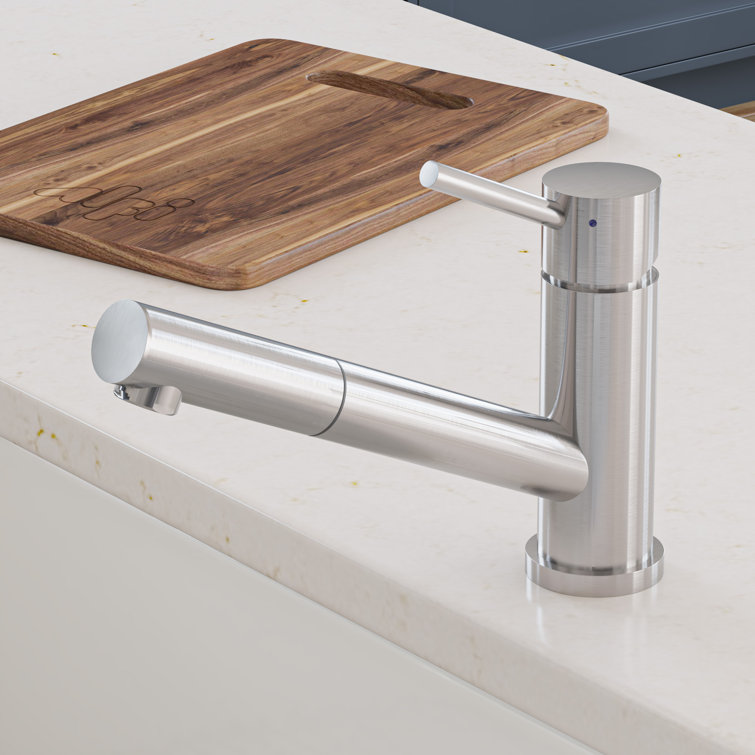 Brushed Stainless Steel Pull-Out Spray Kitchen Faucet