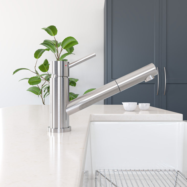 Brushed Stainless Steel Pull-Out Spray Kitchen Faucet