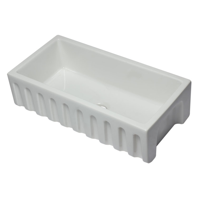 36'' White Fireclay Single Bowl Farmhouse Sink
