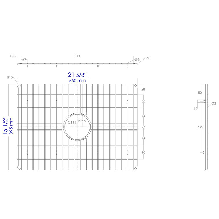 Stainless Steel Kitchen Sink Grid with Plastic Feet