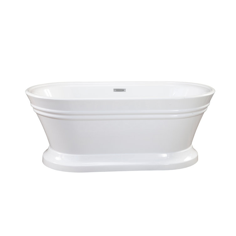 Solace 59.1'' White Freestanding Acrylic Soaking Bathtub