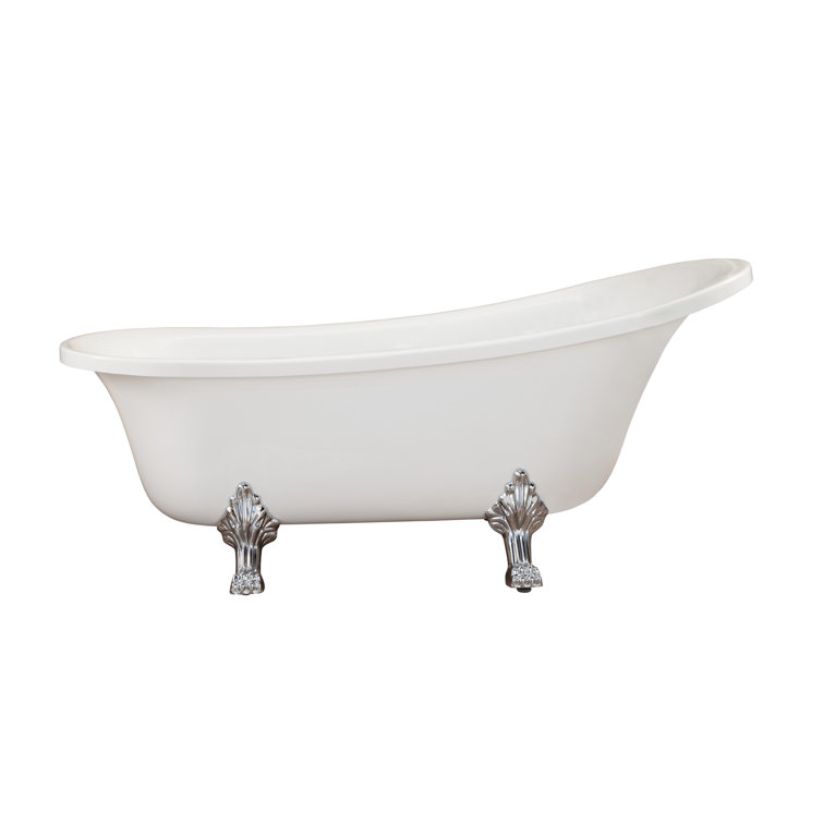 Geneva 69'' White Acrylic Clawfoot Soaking Bathtub