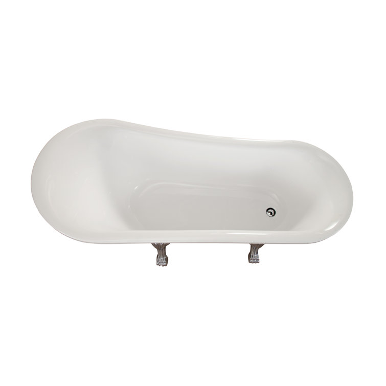 Geneva 69'' White Acrylic Clawfoot Soaking Bathtub