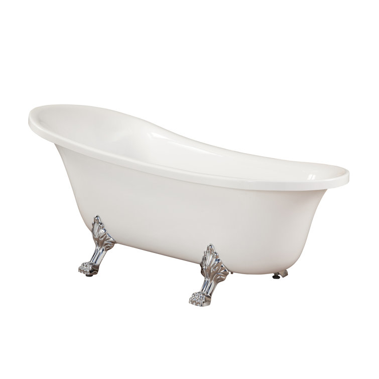 Geneva 69'' White Acrylic Clawfoot Soaking Bathtub
