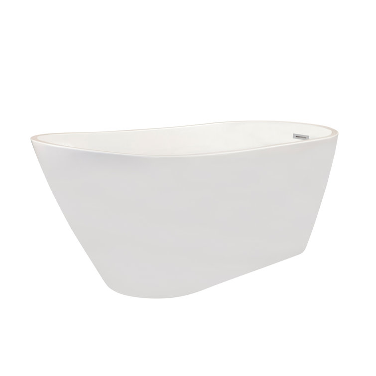Shaia 67'' White Acrylic Freestanding Soaking Bathtub