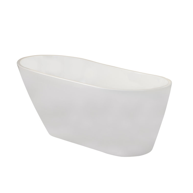 Shaia 67'' White Acrylic Freestanding Soaking Bathtub