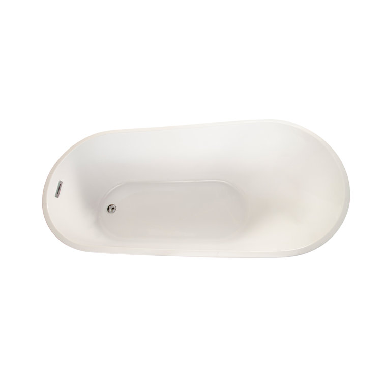 Shaia 67'' White Acrylic Freestanding Soaking Bathtub