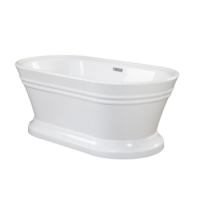 Solace 59.1'' White Freestanding Acrylic Soaking Bathtub