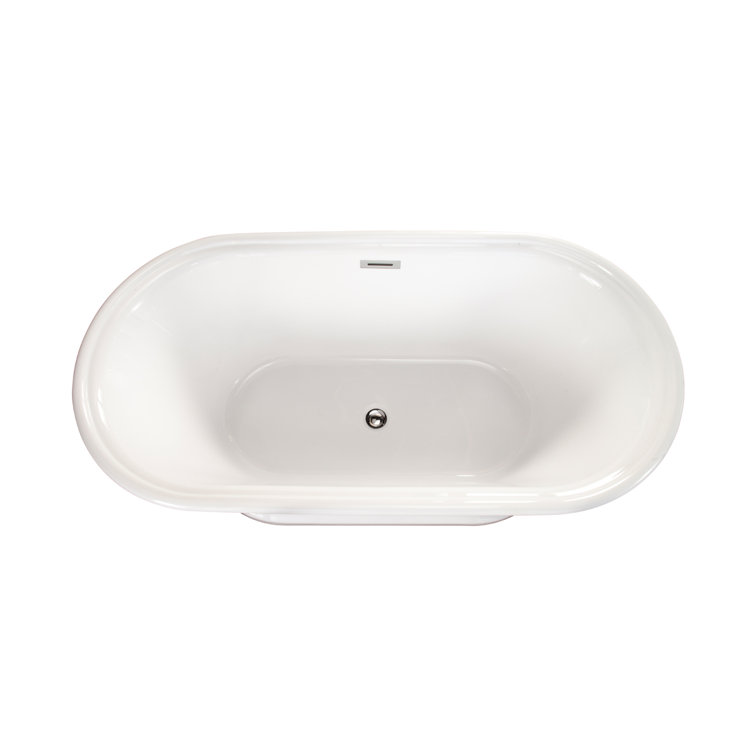 Solace 59.1'' White Freestanding Acrylic Soaking Bathtub