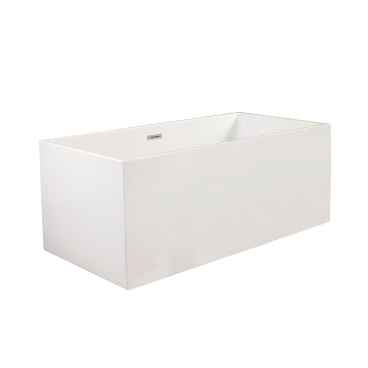 Persephone 59'' White Acrylic Freestanding Soaking Bathtub