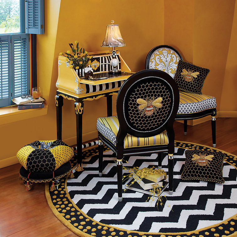 Kids' Square Velvet Pillow with Beaded Bee Design