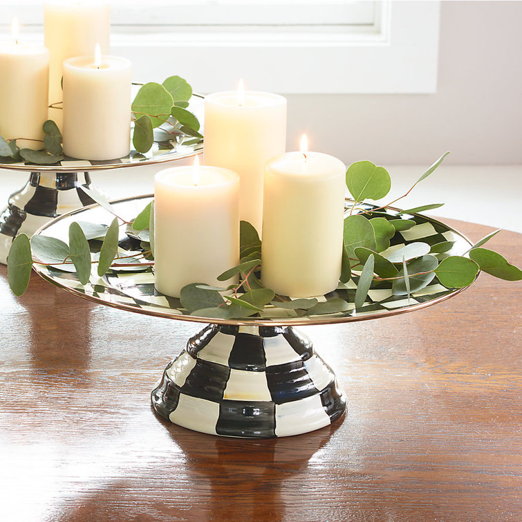 Enameled Ceramic Tiered Round Serving Platter for Special Occasions