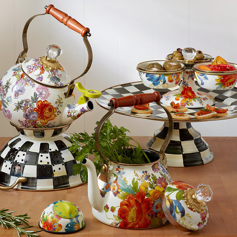 Enameled Ceramic Tiered Round Serving Platter for Special Occasions