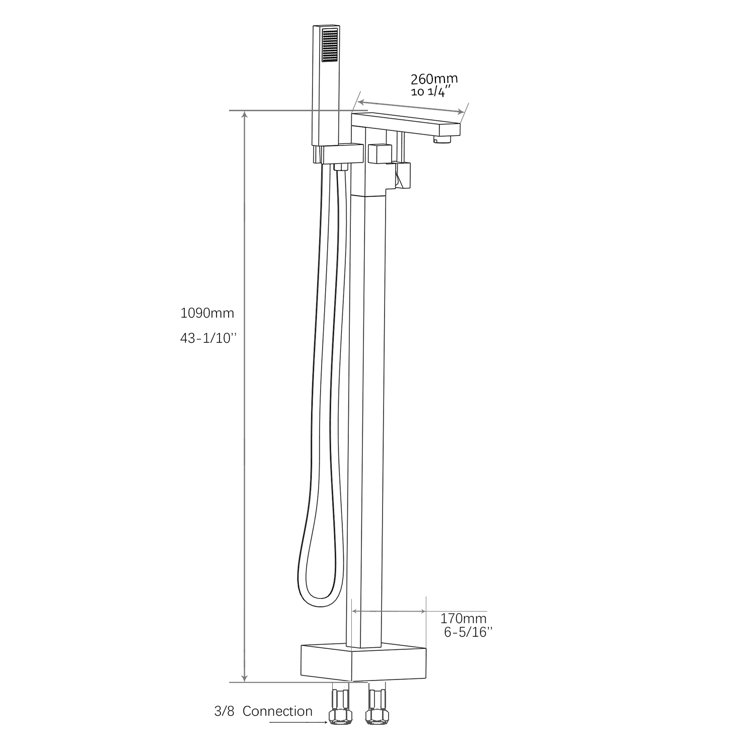 Brushed Nickel Modern Freestanding Tub Faucet with Hand Shower