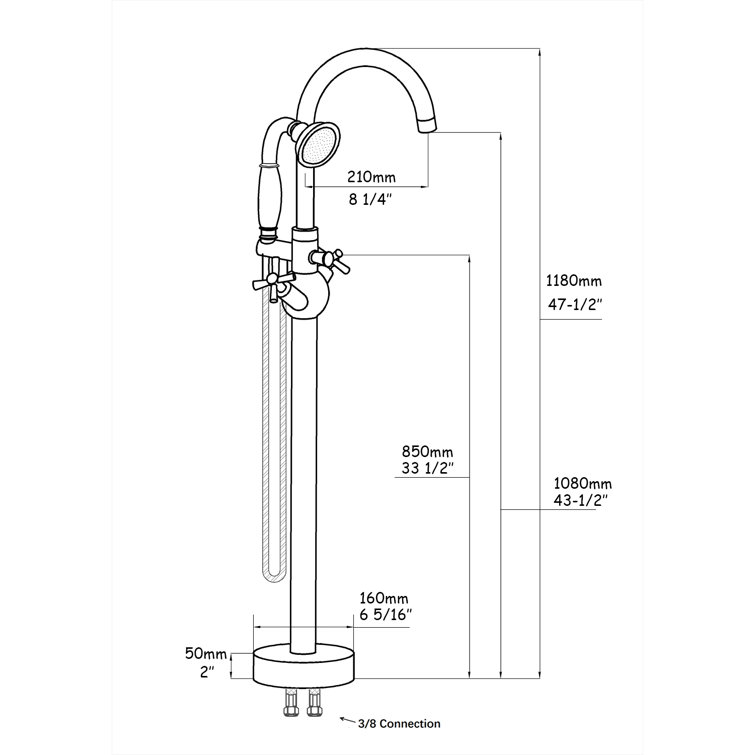 Chrome Freestanding High Arc Tub Filler with Lever Handle