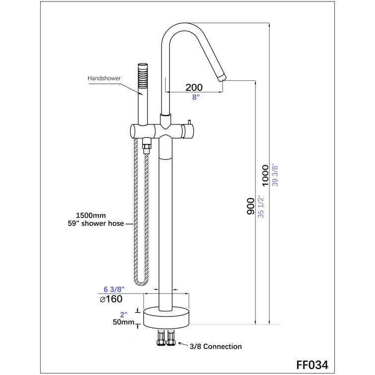 Brushed Nickel Freestanding Tub Filler with Hand Shower