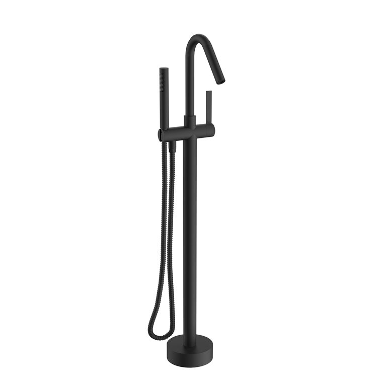 Matte Black Stainless Steel Freestanding Tub Filler with Hand Shower